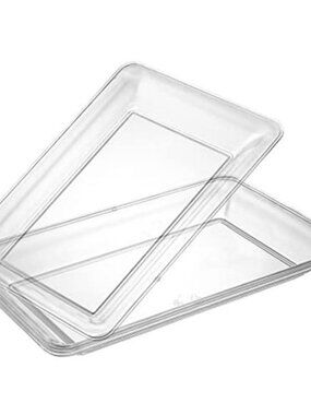 Clear Plastic Serving Trays Rectangle Party Platters Disposable Reusable Set